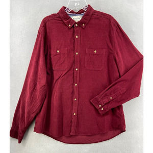 HERITAGE REPORT COLLECTION Shirt Mens Sz XXL‎ 2XL Solid Corduroy Shirt Red Wine